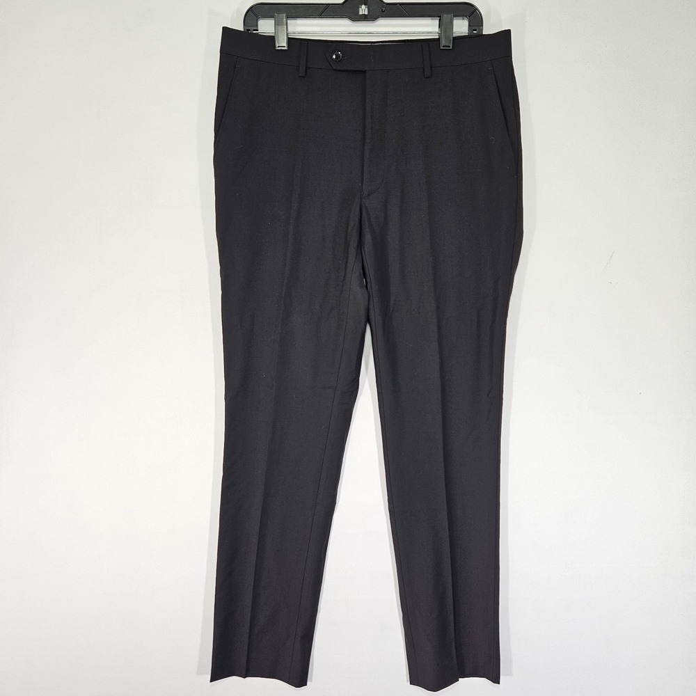 Calvin Klein Men's Dress‎ Pants Trousers Black Wool Skinny Fit 34x32